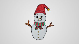 رسم رجل الثلج ب أسهل طريقة للمبتدئين ❤️⛄