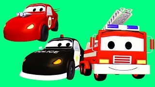 Patrula masinilor camion de pompieri si masina de politie si Masina de curse în Orasul Masinilor