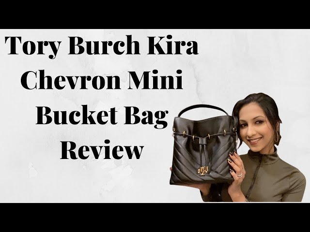 Tory Burch Kira Chevron Mini Bucket Bag Review: a style influencer review  of the spring 2020 Tory Burch Kira Bucket Bag in Pink City.