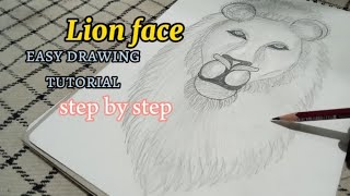 LION face drawing|tutorial| step by step.