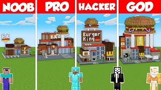 BURGER KING HOUSE BUILD CHALLENGE - Minecraft Battle: NOOB vs PRO vs HACKER vs GOD / Animation