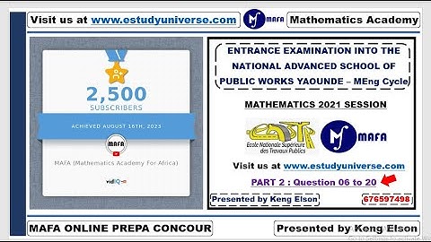 MENG 2021 PUBLIC WORKS : QUESTIONS 6 TO 20 MATHEMATICS