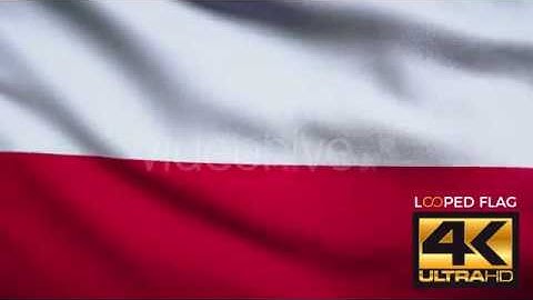 Flag 4K Poland On Realistic Looping Animation With Highly Detailed Fabric