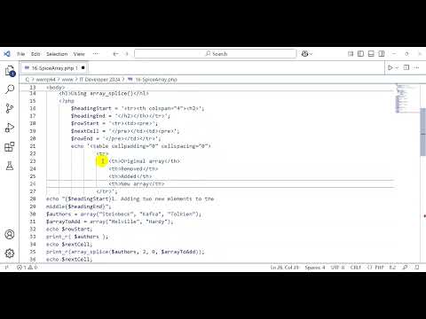 24-How to using PHP array_splice() Function  | Array | PHP Developer