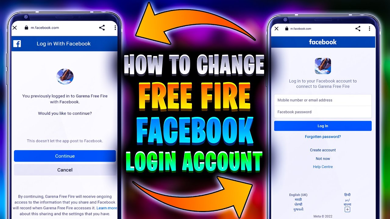 How to change free fire facebook login account
