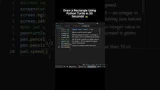 Draw a Perfect Rectangle with Python Turtle in 30 Seconds! 🐢💻#Shorts pythonturtle #rectangledrawing