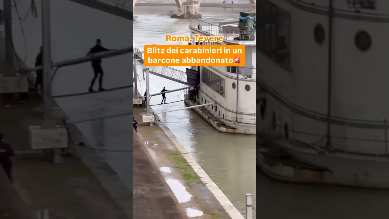 Dopo le segnalazioni arriva il blitz nel barcone abbandonato sul Tevere 👇🏻🚨