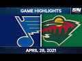 NHL Game Highlights | Blues vs. Wild - Apr. 28, 2021