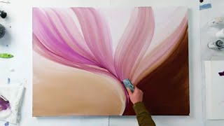 Pink &amp; Brown Shades 💗 Easy Acrylic Painting with a Big Flat Brush /  Unfading Beauty