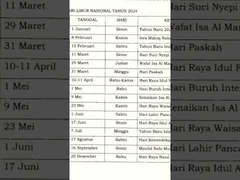 Hari Libur Nasional 2024 #otomotif
