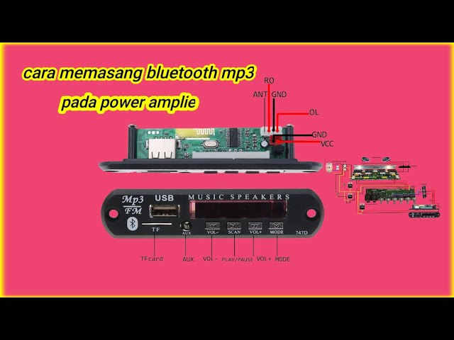 cara pasang  bluetooth mp3 pada power amplie class=