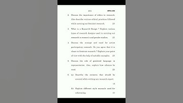 RESEARCH METHODS(MWG 005) || M. A. IN WOMEN’S AND GENDER STUDIES (MAWGS) || Ignou || Question Paper