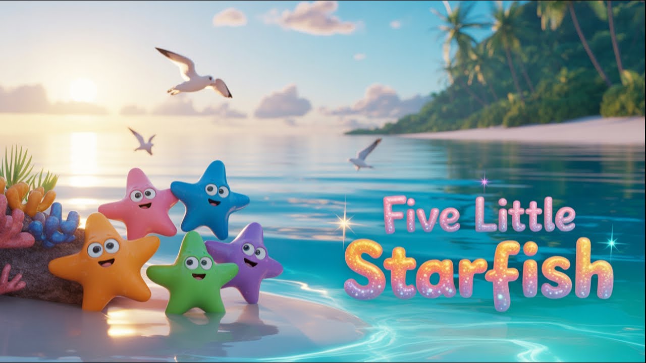 Five Little Starfish 🐠  3D Animated Ocean Rhyme for Kids  Counting Song  Nursery Rhymes in HD