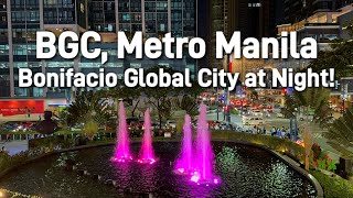 BGC at Night - Metro Manila, Philippines | Night Walk Tour from 5th Avenue to Uptown Mall