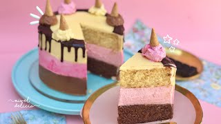 Los tres sabores MÁS VENDIDOS de pastel 🍰 PASTEL NAPOLITANO relleno de mousse de fresa para vender🍓🍫