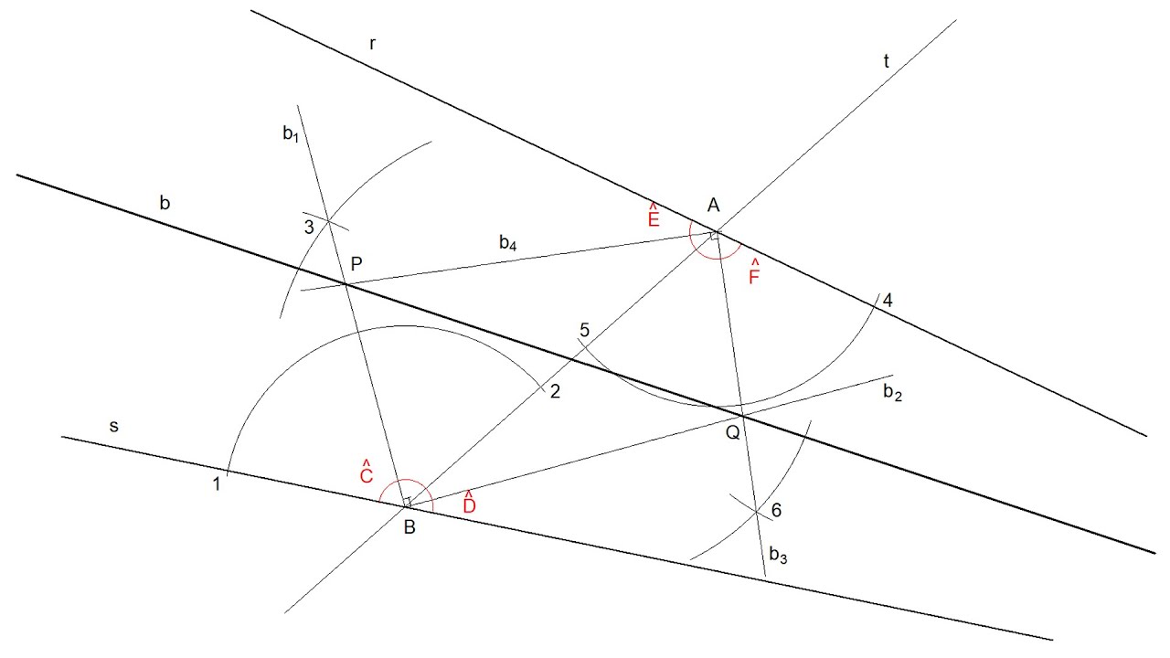 Bisectriz de dos rectas convergentes (Vértice fuera del dibujo)