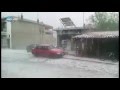 Big flood from hail in rizia greece