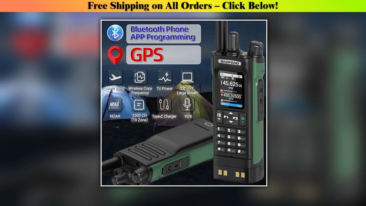BAOFENG UV-32 GPS Walkie Talkie 10W Multi Band Bluetooth Programming Wireless Copy Frequency NOAA