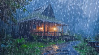 HEAVY RAIN for Deep Sleep and Improve Insomnia - Sound of Rain in the Foggy Forest at night