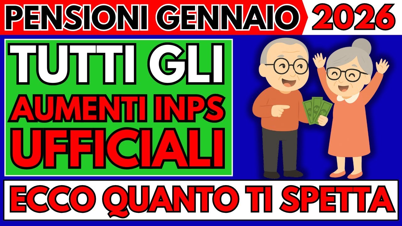 ✅Pensioni Gennaio 2026 👉 Tutti gli Aumenti INPS Ufficiali | Ecco Quanto Ti Spetta al Mese!