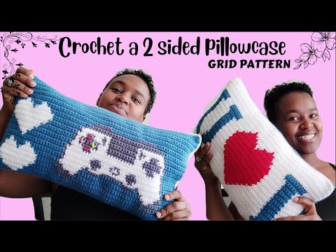 Easy Crochet 2 sided PILLOWCASE || stitch fiddle tutorial