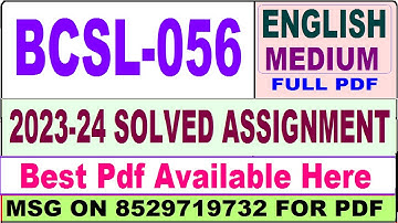 bcsl 056 solved assignment 2023-24 / bcsl 056 solved assignment 2024 / ignou bca 5th sem bcsl056