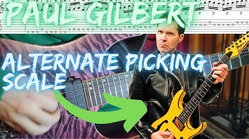 Paul Gilbert - Guitar Lick Lesson (Alternate Picking Scale, Slow & Tabs)