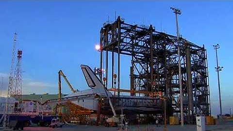 Time-Lapse Video of Shuttle Atlantis Undergoing Ferry Flight Preparations in Mate-Demate Device