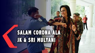 Dengan Sikut, Ini Salam Corona Ala JK dan Sri Mulyani