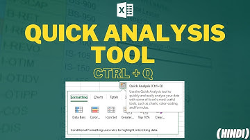 Quick Analysis Tool In Excel | CTRL + Q (Hindi)