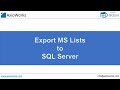Export Lists created in Microsoft Lists to SQL Server