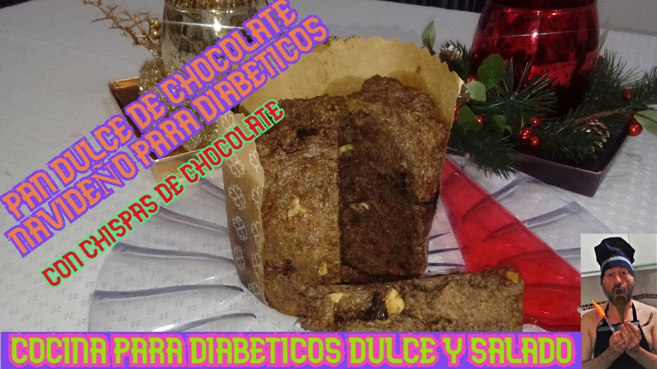 Pan dulce de chocolate navideño para diabeticos🎄con chispas de chocolate🎄sin carbohidratos