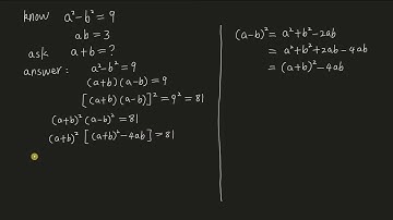 know a^2-b^2=9, ab=3, ask a+b=?(math)