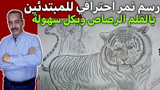 رسم نمر رائع بخطوات بسيطة للمبتدئين بالقلم الرصاص?