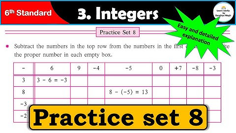 Practice set 8 | Integers | Chapter 3 | 6th standard | Maths | Maharashtra State Board