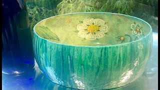 Decoupaged Bowl gets a paint pour! ( DiY )