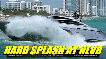 HARD SPLASH AT THE BLENDER! PERSHING VS THE INLET! HAULOVER INLET YACHT CHANNEL