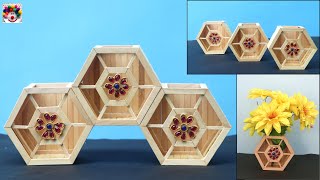 ice cream stick flower vase making idea || DIY popsicle stick flower vase || DIY art work