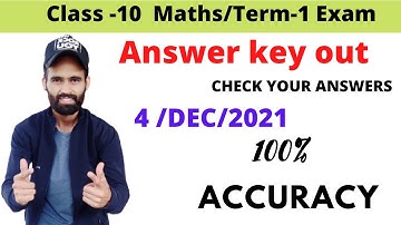 Class -10 Maths standard | Answer key out | Term 1 Exam 2021 | 4 dec 2021 | 100% accurate