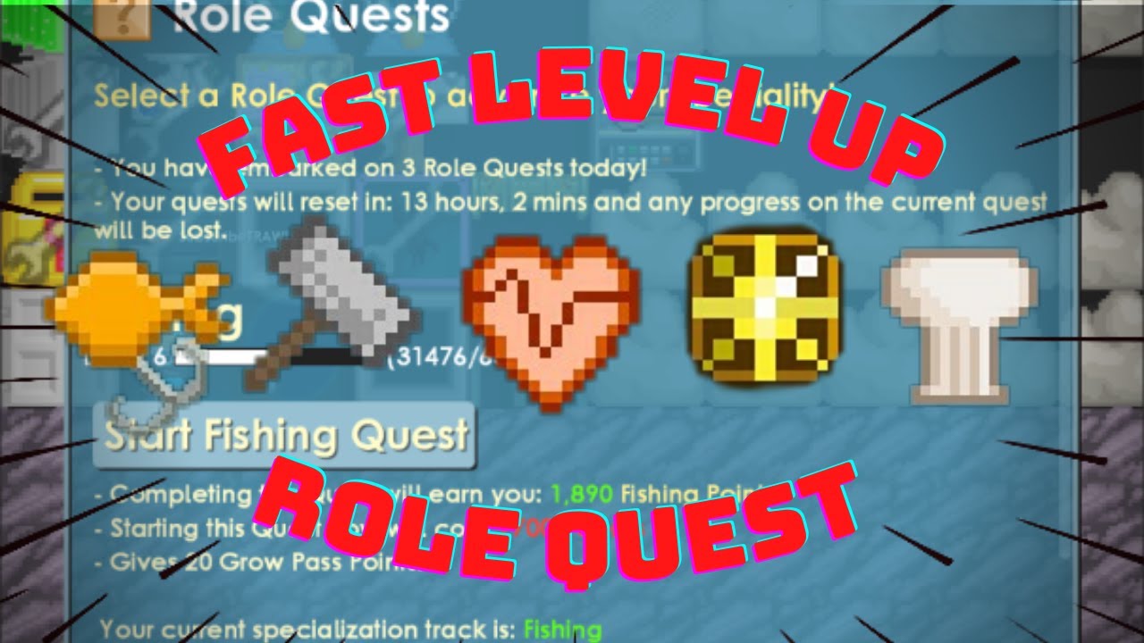 LEVEL UP FARMER ROLE l BUILDER ROLE l FISHING ROLE l CHEF ROLE l SURGEON ROLE l ANY FAST I Growtopia