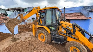 JCB 3DX Going Small Place 9 Column Dug for Home Foundation in Village | jcb video