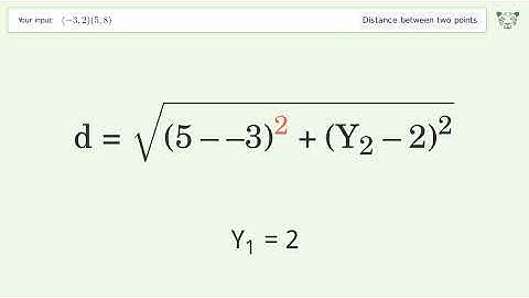 Find the distance between two points p1 (-3,2) and p2 (5,8): Step-by-Step Video Solution