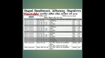 Siddharth nagar university  timetable 2019 || change new time table