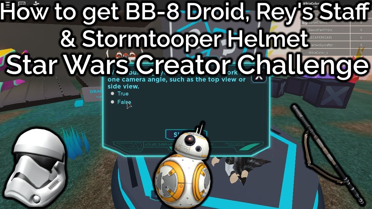 How To Get Bb 8 Droid Stormtooper Helmet Rey S Staff Roblox Youtube - reys staff roblox