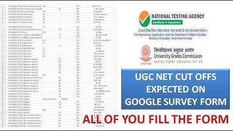 University Grants Commission (UGC)-NET December 2021 & June 2022 (merged cycles) Survey Cut offs 118