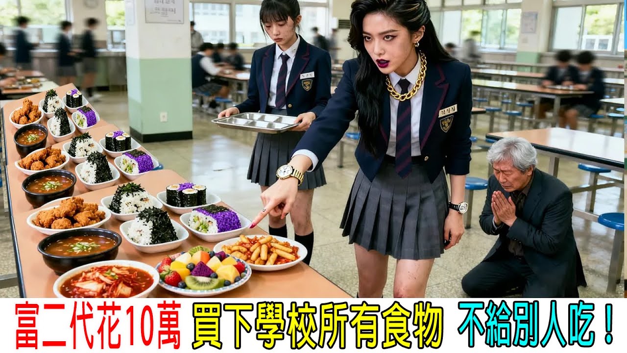 富二代花10萬，買下學校所有食物，不給別人吃！校長都怕她，怎料惹怒窮女孩，她不是一般人