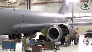 U.S. Airforce KC135 Airplane ENGINE Replacement Timelapse