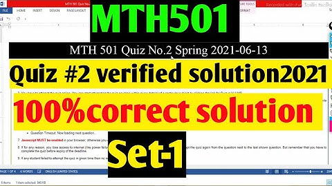 MTH501 :Quiz #2 verified solution2021 ||set-1||maths by Zahfran