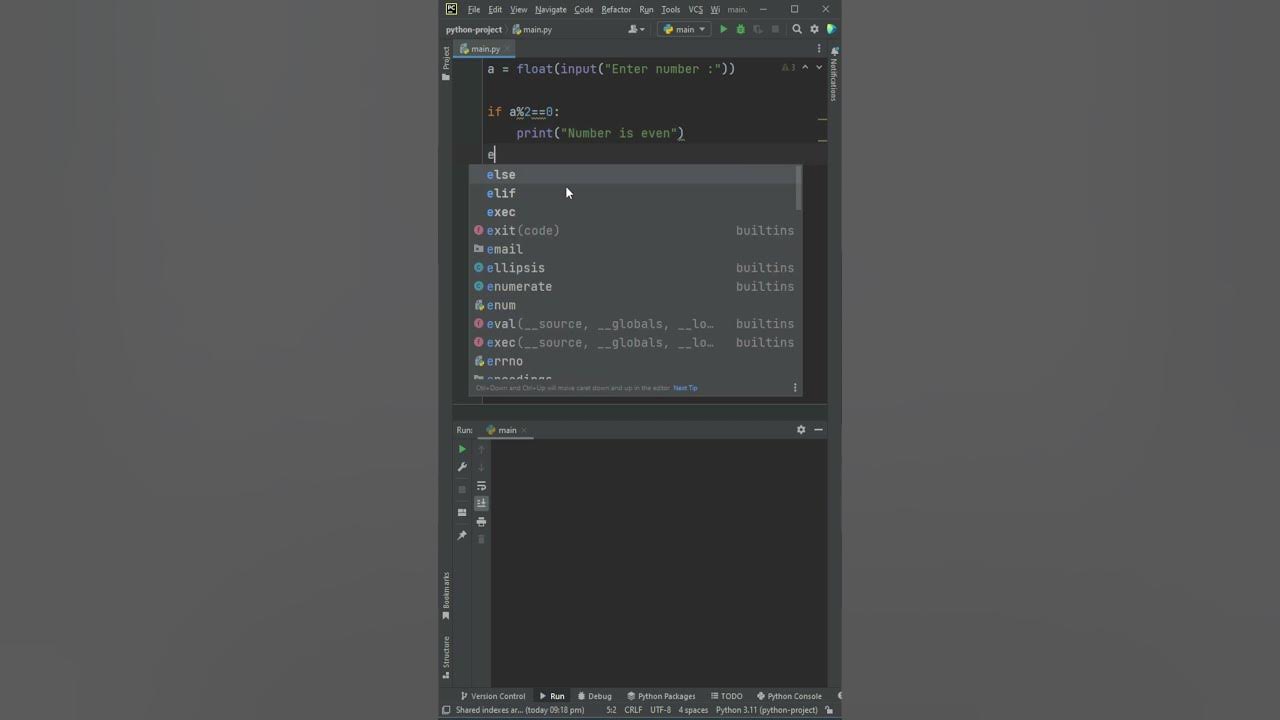 Even Odd Program In PYTHON Using Pycharm #pythontask #python # ...