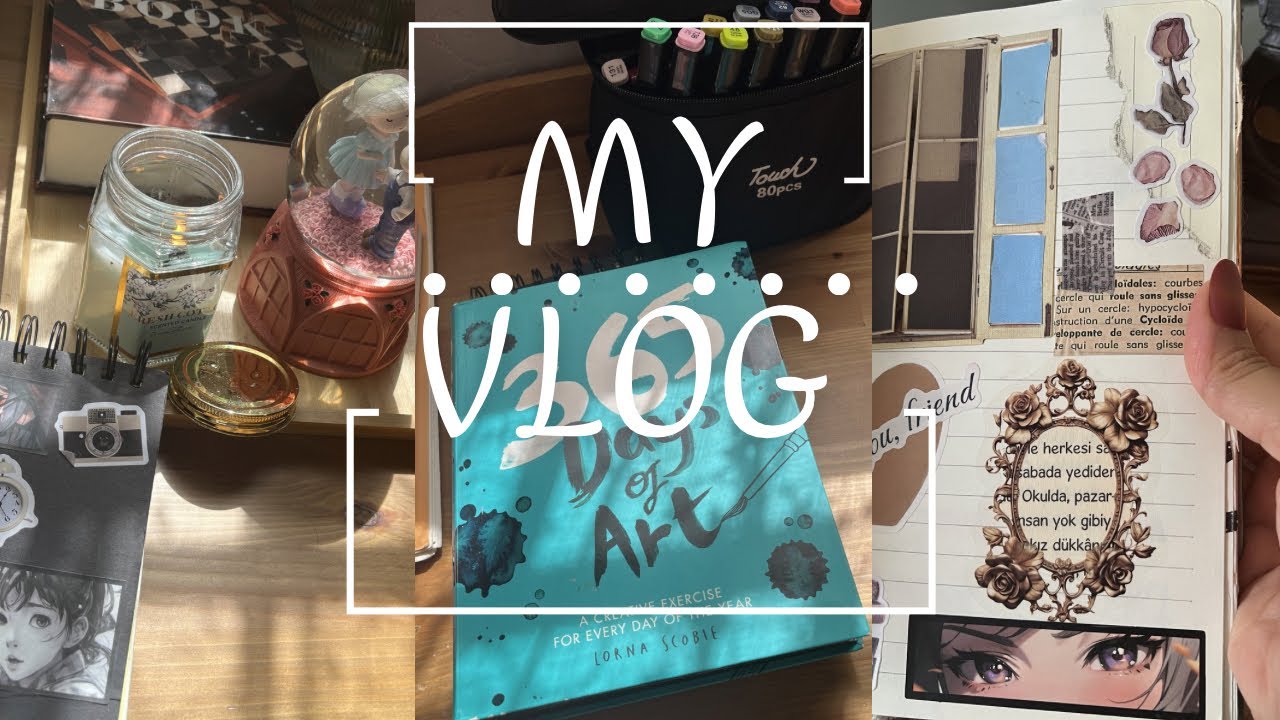 فلوق لسكتشات رسماتي البسيطه☺️🎨وكتاب365 days of art نهايه الفيديو✨❤️🫟